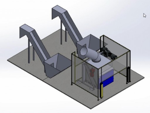 Imagem do produto tombador para 2 linhas de produçãocom rosca transportadora em materiais de aço inox 304